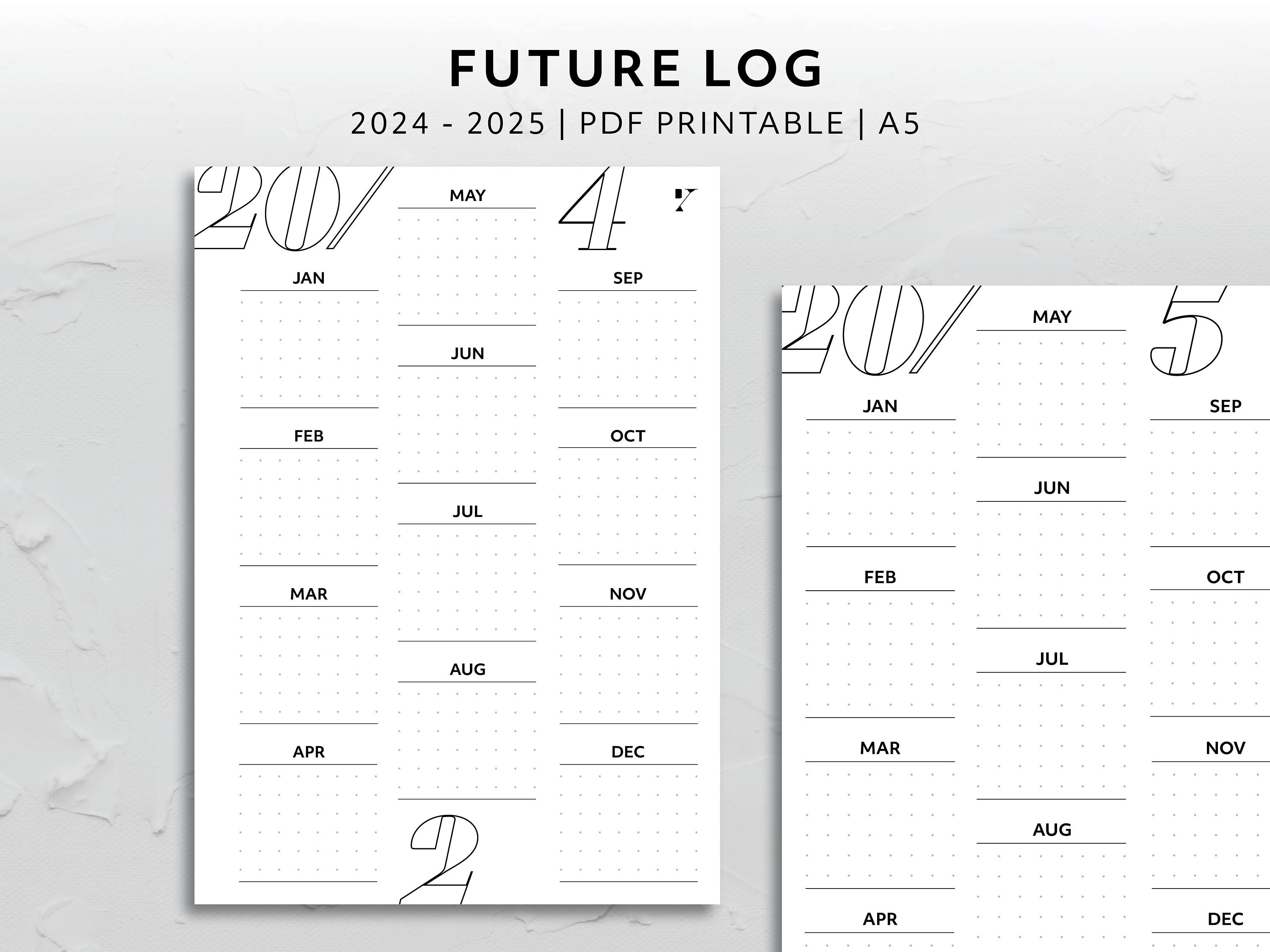 2024 Future Log Printable Planner Refills A5 Minimal Bullet