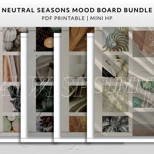 Mini HP, Neutral Seasons Mood Board Bundle Planner Dashboard Set Accesorio de planificador estético Descarga mínima imprimible Decorativa de temporada