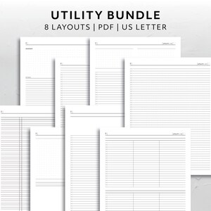 Carta, Pacote de Utilidades Kit Funcional Planejador Recarga Notas Inserir Rastreador Lista de Verificação Funcional Minimalista Estético Modelo de Planejador Imprimível