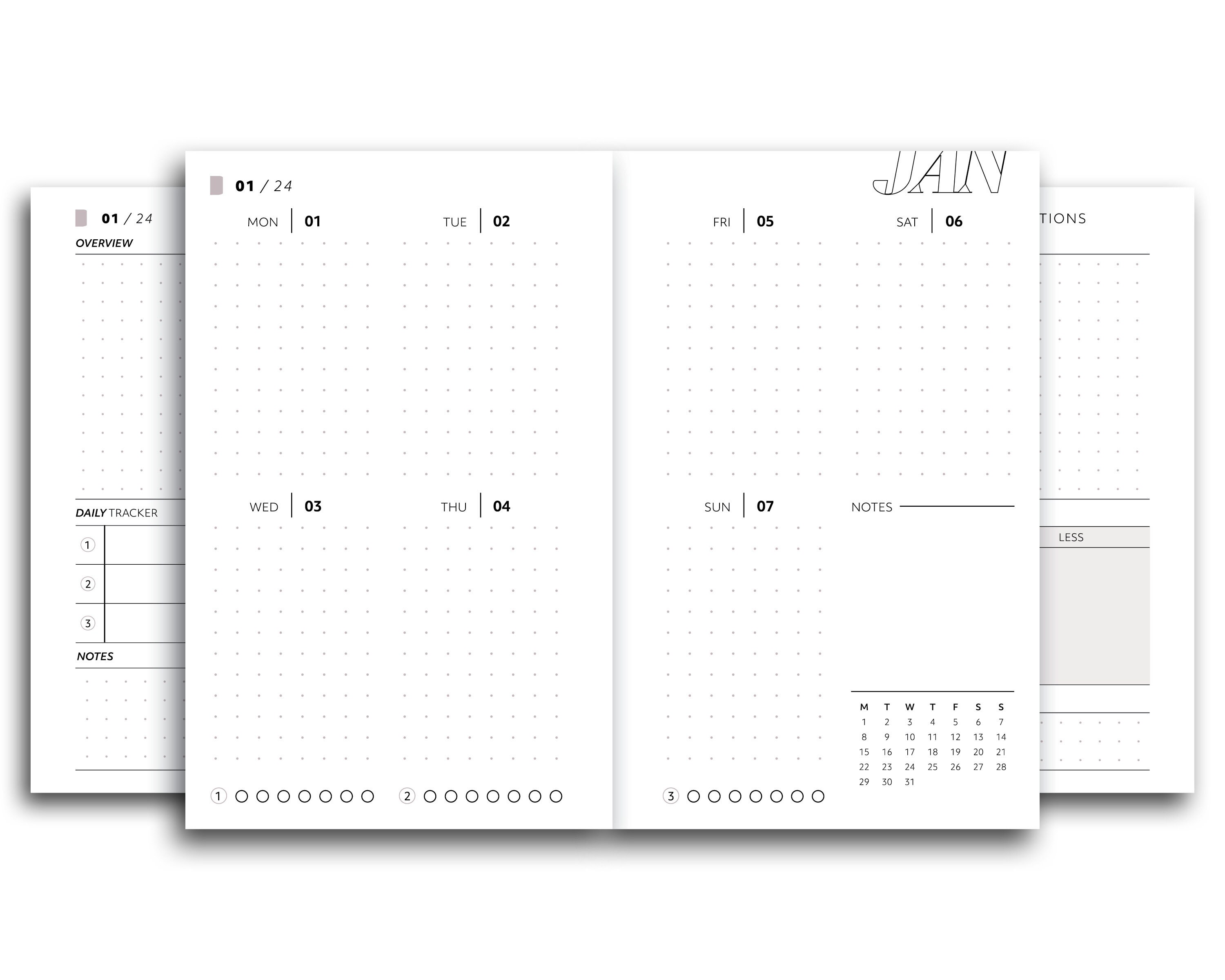 FCC 2024 Dated Vertical Week on Two Page, Monday Start, Sunday Start