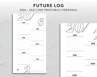 Personal Wide | 2026-2027 Future Log Yearly Overview Script Font - Etsy ...