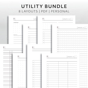 May include: A set of eight printable utility pages for planning and organizing. The pages feature different layouts, including dotted grids, lined sections, and checkboxes. The pages are labeled "Utility/01", "Utility/02", and "Utility/05".