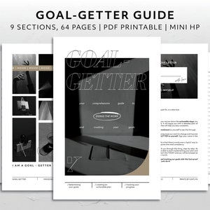 Mini HP, Goal-Getter Guided Workbook Motivational Goal Planning Tool Kit Habit Tracker Activity Bundle Printable Productivity System