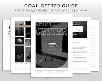 Mini HP, Goal-Getter Guided Workbook Motivational Goal Planning Tool Kit Habit Tracker Activity Bundle Printable Productivity System