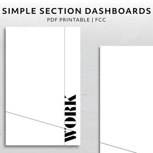 FCC, Einfacher Abschnitt Teiler Dashboard Ästhetik Planer Accessoire Schwarz Weiß Minimal Printable Download Dekoratives Deckblatt