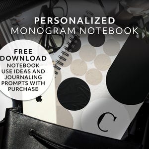 Cuaderno personalizado con monograma geométrico y espiral con iniciales, regalo personalizado para compañeros de trabajo, regalo para amantes de la papelería, regalo para profesores, diario rayado