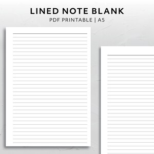 A5, Lined Note Blank Refill Simple Notes List Layout Functional Minimal Aesthetic Printable Planner Insert Basic Planner Lined Notebook