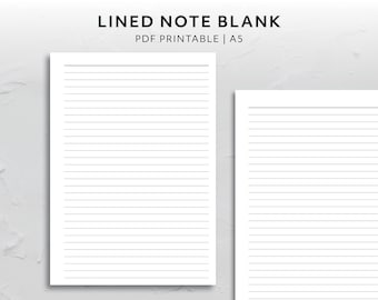 A5, Lined Note Blank Refill Simple Notes List Layout Functional Minimal Aesthetic Printable Planner Insert Basic Planner Lined Notebook