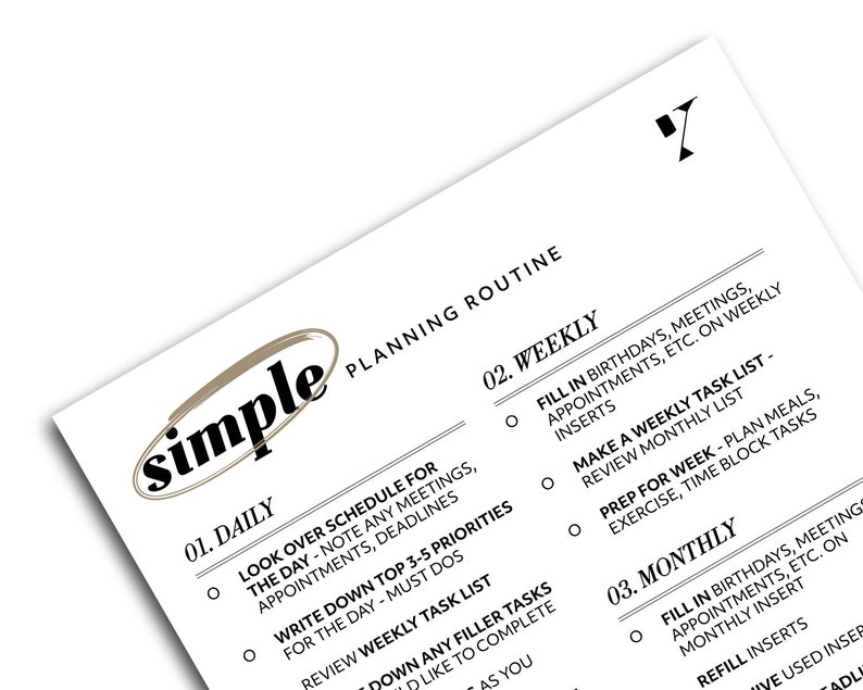 Planning Checklist and Routine Bundle for Custom Planner Minimal ...