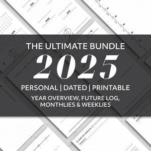 Personal, 2025 Ultimate Dated Planner Insert Bundle Yearly Monthly Weekly Printable Insert Bundle for Planner 2025 Essential Minimal Planner