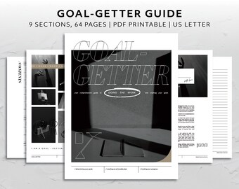 US Letter, Goal-Getter Guided Workbook Entrepreneur Goal Planner for Solopreneur Small Business Guided Tool Kit Setting Goal Progress System