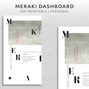 Personal, Meraki Definition Inspirational Quote Dashboard Aesthetic Planner Accessory Minimal Printable Download Decorative Cover