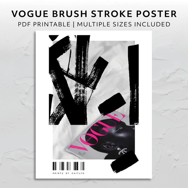 Magazine Photo Vogue Brush Stroke Printable Poster Aesthetic Wall Art Trendy Fashion Home Decor Bold Graphic Style Home Office Decor