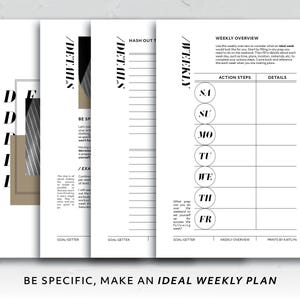Mini HP, Goal-Getter Guided Workbook Toolkit motiverende doelen planning Habit Tracker Activiteitenbundel Afdrukbaar productiviteitssysteem afbeelding 5