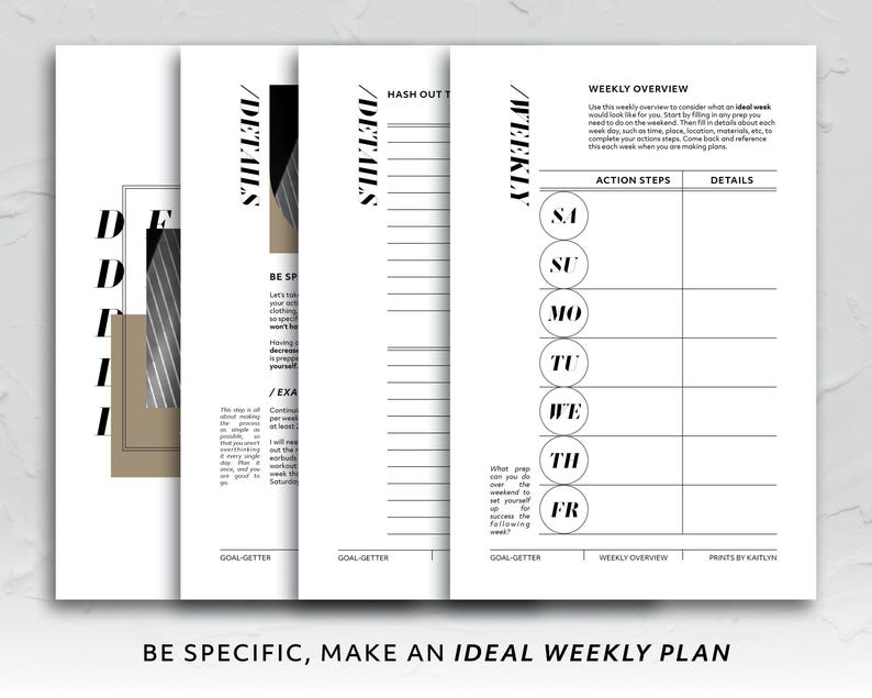 Mini HP, Goal-Getter Guided Workbook Toolkit motiverende doelen planning Habit Tracker Activiteitenbundel Afdrukbaar productiviteitssysteem afbeelding 5