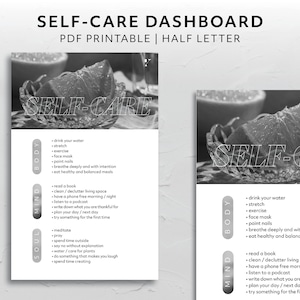 Halber Buchstabe, Self Care Checkliste Dashboard Ästhetik Planer Accessoire Schwarz Weiß Fotografie Minimal Printable Download Routine Referenz