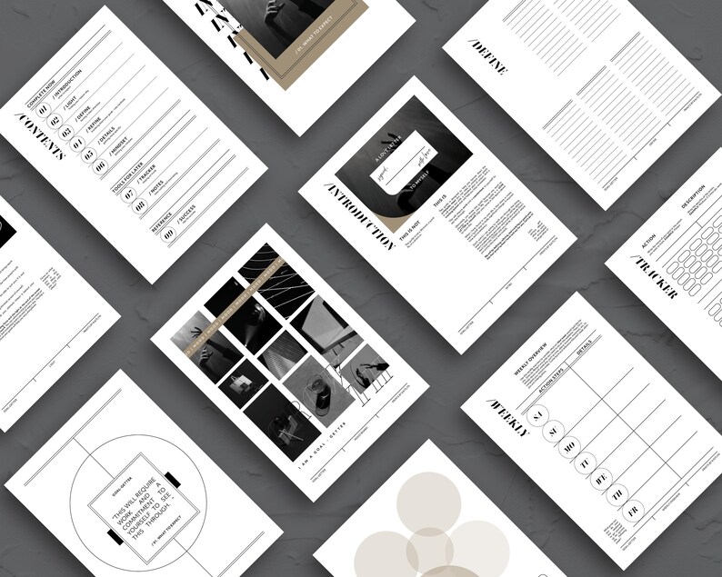 May include: A black and white photo collage with a grid of nine images. The images are of a city skyline, a building, and a person's hand. The collage is on a white background with the text "I am a goal setter" at the bottom.