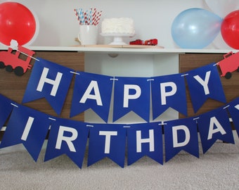 Train Train Birthday Banner Chugga Chugga Train Birthday Party Green Blue Red Train Banner Train Birthday Age Vintage Train Banner
