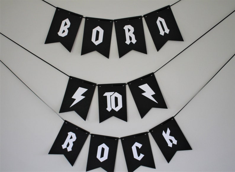 Rock N' Roll Birthday Banner, Rock N' Roll Birthday Party, Guitar Banner, Music Birthday Banner, Rock N' Roll Party Decorations, Music Party image 2