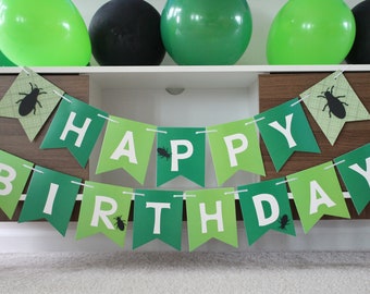 Bug Birthday Banner, Beetle Bug Banner, Green Birthday Banner, Bug Birthday Party, Little Bug Birthday, Little Bug Banner, Green Bug Banner