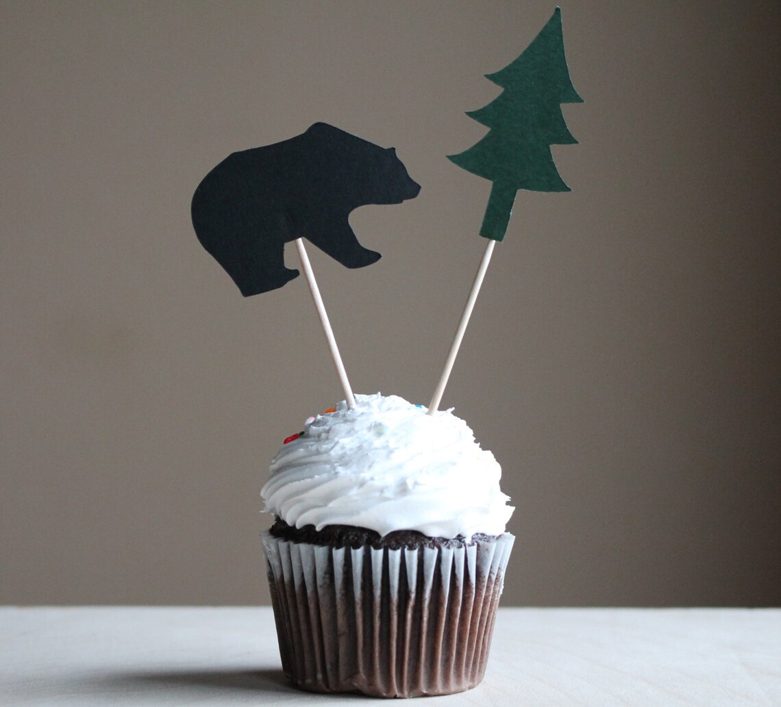 Bear Cupcake Topper Black Bear Tree Cupcake Topper Bear | Etsy Bear Cupcake Topper Black Bear Tree Cupcake Topper Bear | Etsy
