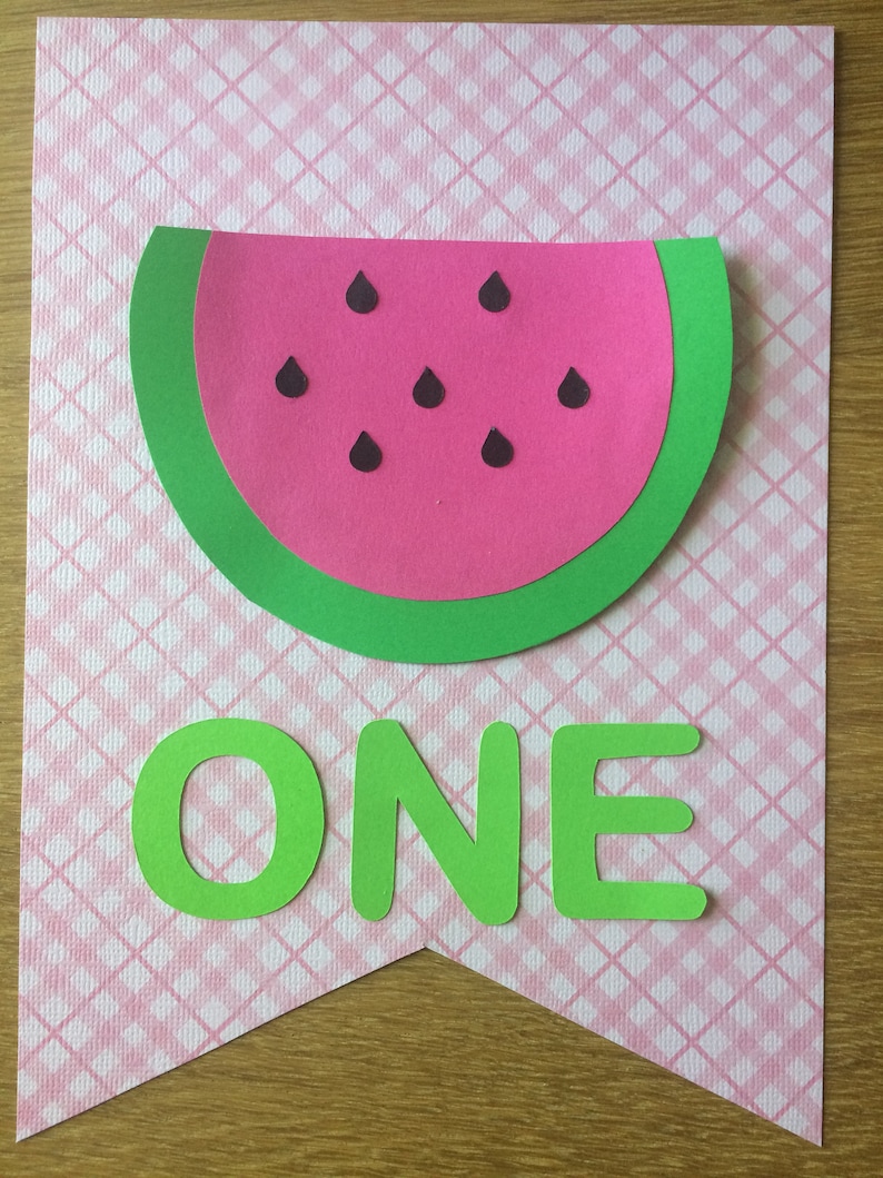 One in a Melon Watermelon Party Decoration Watermelon Banner Pink Green Banner Watermelon Party Watermelon Highchair Banner