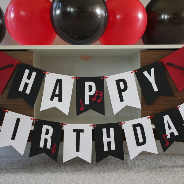 Rock N' Roll Birthday Banner, Rock N' Roll Birthday Party, Guitar Banner, Music Birthday Banner, Rock N' Roll Party Decorations, Music Party