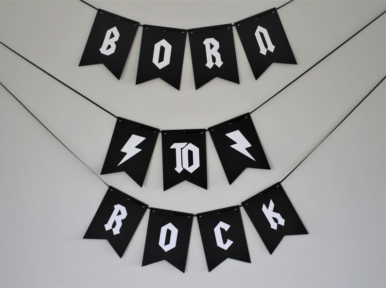 Rock N' Roll Birthday Banner, Rock N' Roll Birthday Party, Guitar Banner, Music Birthday Banner, Rock N' Roll Party Decorations, Music Party image 1