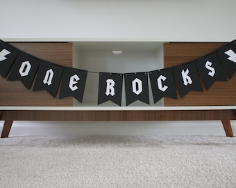 One Rocks Banner, Rock N' Roll Banner, Rock N' Roll Birthday Party, Guitar Banner, Music Birthday Banner, Rock N' Roll Party Decorations