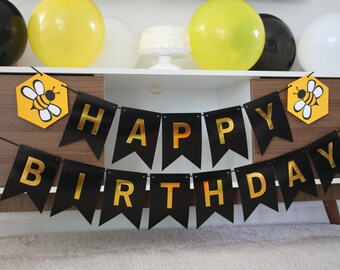 Bee Birthday Banner, Bumble Bee Banner, Bee Birthday Party, Bee Banner, Bumble Bee Birthday Banner, Happy Bee Day, Bee Highchair Banner