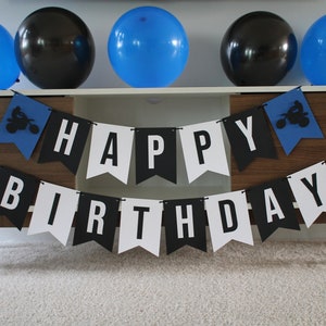 Dirt Bike Birthday Banner, Racing Banner, Dirt Bike Birthday Party, Dirt Bike Decoration, Motocross Party, Super Cross Party, Checkered Flag image 2