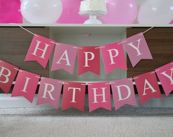 Pink Birthday Banner, Pink Rainbow Banner, Pink Ombre Birthday Banner, Pink Birthday Decorations, Girl Banner, Pink Banner, Girl Birthday