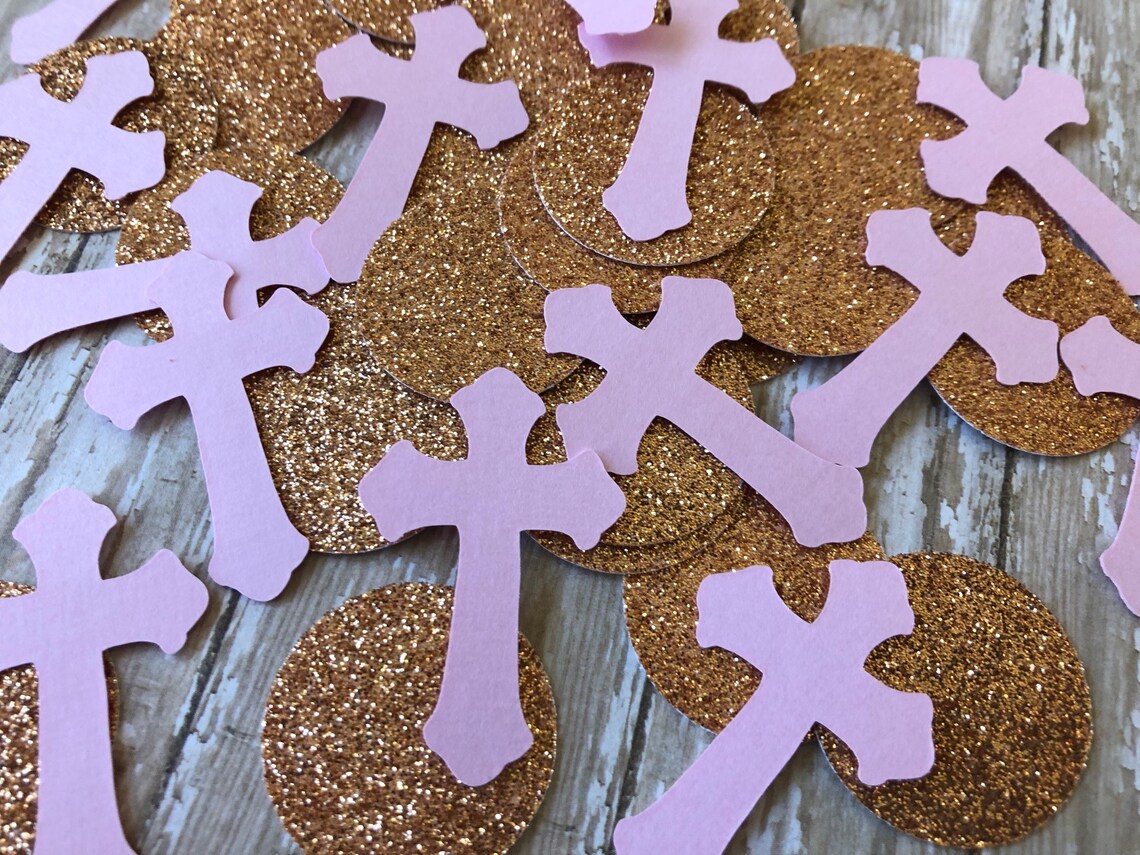 Baptism Confetti Baptism Party Decoration Cross Confetti Etsy