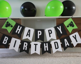 Dirt Bike Birthday Banner, Racing Banner, Dirt Bike Birthday Party, Dirt Bike Decoration, Motocross Party, Super Cross Party, Checkered Flag