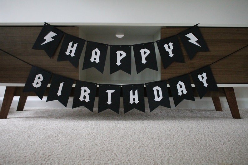 Rock N' Roll Birthday Banner, Rock N' Roll Birthday Party, Guitar Banner, Music Birthday Banner, Music Party, Rock N' Roll Party Decorations zdjęcie 2