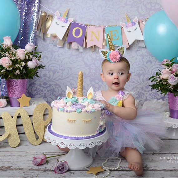 Unicorn One Banner Unicorn 1st Birthday Unicorn Cake Smash Etsy