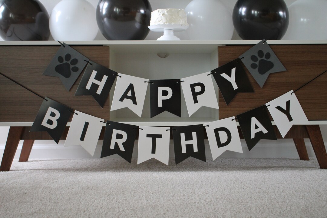 Paw Banner, Puppy Birthday Party, Paw Print Birthday Banner, Pawty ...