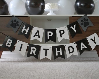 Paw Banner, Puppy Birthday Party, Paw Print Birthday Banner, Pawty Banner, Time to Pawty Banner, Dog Birthday Party, Puppies Party