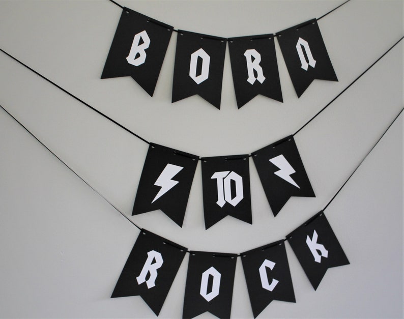 Rock N' Roll Birthday Banner, Rock N' Roll Birthday Party, Guitar Banner, Music Birthday Banner, Rock N' Roll Party Decorations, Music Party image 3