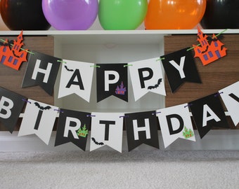 Bat Birthday Banner, Halloween Birthday Banner, Halloween Birthday Party, Bat Banner, Black Orange Birthday Banner, Fall Birthday Banner