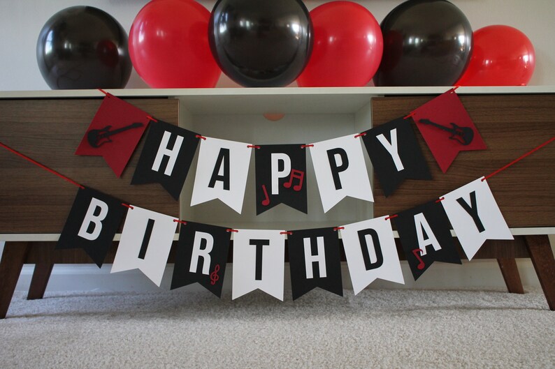 Rock N' Roll Birthday Banner, Rock N' Roll Birthday Party, Guitar Banner, Music Birthday Banner, Rock N' Roll Party Decorations, Music Party image 7