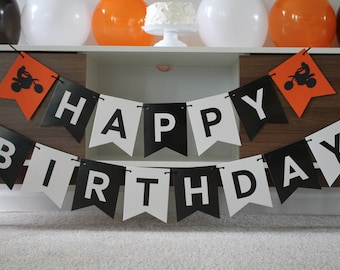 Dirt Bike Birthday Banner, Racing Banner, Dirt Bike Birthday Party, Dirt Bike Decoration, Motocross Party, Super Cross Party, Checkered Flag