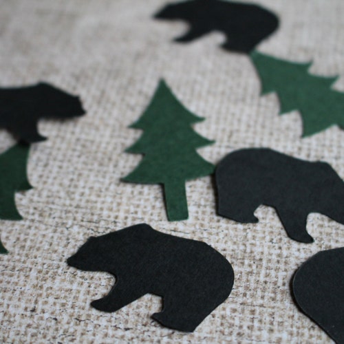 Woodland Bear Confetti Black Bear Confetti Bear Birthday Etsy