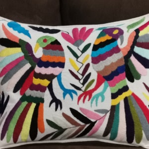 Otomi Mexico pillow cover, Mexican embroidered cushion case, decorative pillow, 100% cotton, handmade embroidered A876 ia