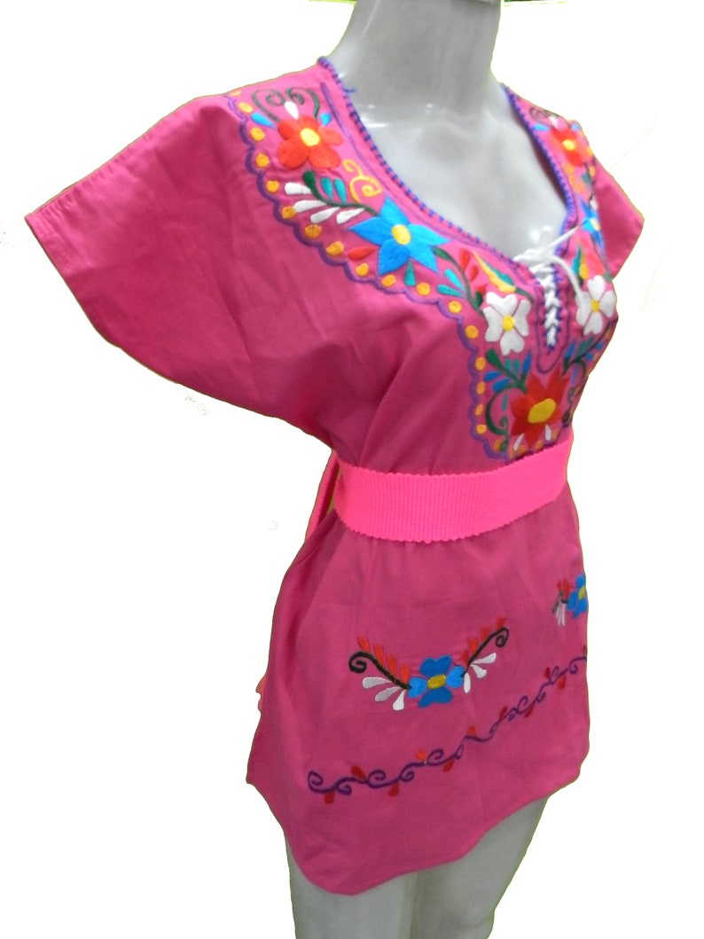 Mexican blouse mexico peasant blouse oaxaca boho blouse party blouse cotton fits M-L T9