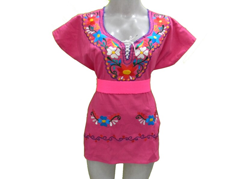 Mexican blouse mexico peasant blouse oaxaca boho blouse party blouse cotton fits M-L T9