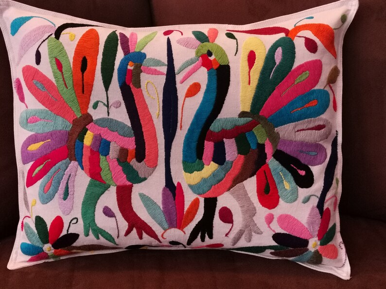 Mexican Cushion Cover Otomi Embroidered Pillowcase Etsy