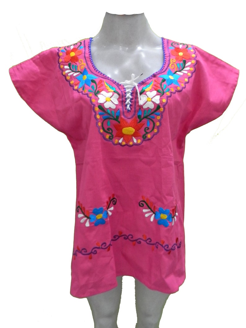 Mexican blouse mexico peasant blouse oaxaca boho blouse party blouse cotton fits M-L T9