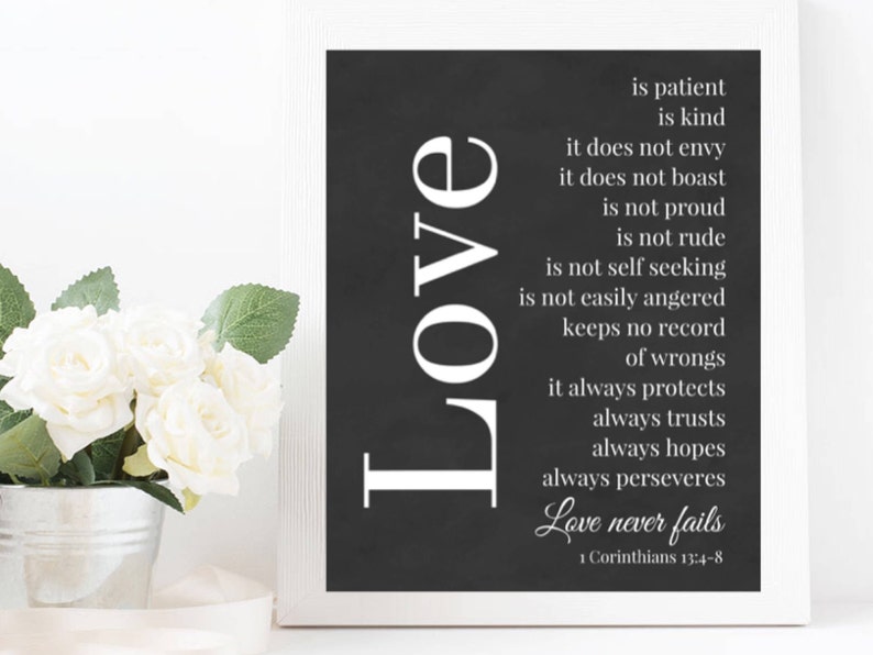 Bible Verse Print 1 Corinthians 13 Wall Art Love Is Patient Etsy