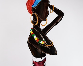 Heritage Grace | Original African Woman Painting | One of a Kind Afrocentric Art